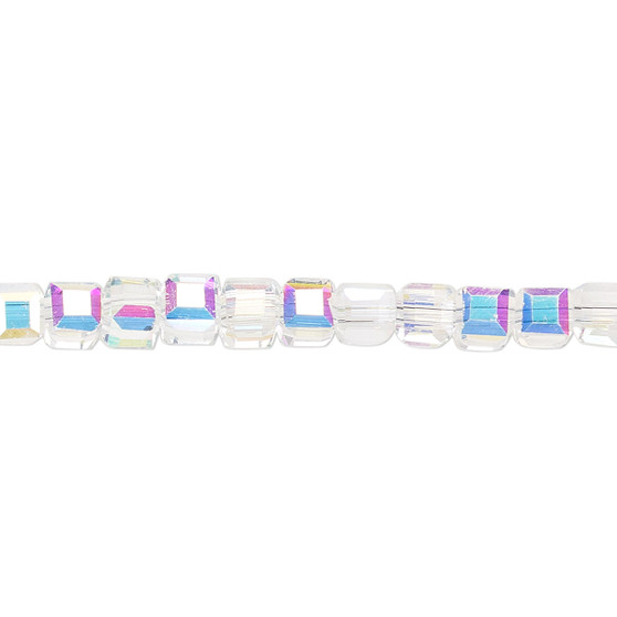 4mm - Celestial Crystal® - Transparent Clear AB - 16" Strand  - 18 Facet Cube