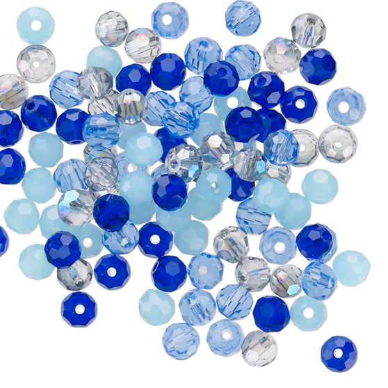 4mm - Celestial Crystal® - Blues Mix - 100 Pack  - Faceted Round