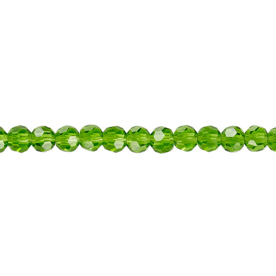 4mm - Celestial Crystal® - Transparent Green - 1 Strand (approx. 100 Pack)  - 32 Facet Round