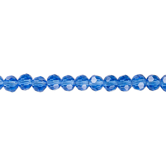 4mm - Celestial Crystal® - Transparent Medium Blue - 1 Strand (approx. 100 Pack)  - 32 Facet Round