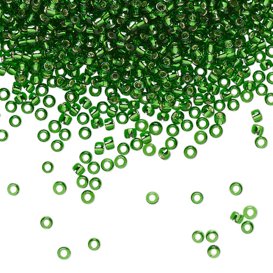 TR-11-27B - 11/0 - TOHO BEADS® -  Transparent Silver-Lined Grass Green - 50gms - Glass Round Seed Beads