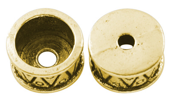 6 pack of Tibetan Style Bead Caps /Cird End, Antique Gold, 15mm in diameter, 11mm inner diameter