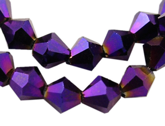 4mm - AB Electroplated - Dark Violet - 2 strands - (approx 120pcs) - Glass Bicone