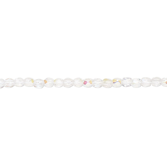 2.4-2.6mm - Czech - Transparent Crystal AB - Strand (approx 80 beads) - Facted Round Fire Polished Glass