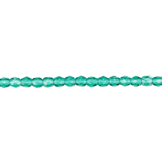 3mm - Czech - Teal - Strand (approx 130 beads) - Faceted Round Fire Polished Glass