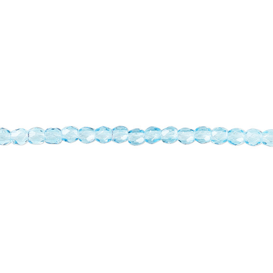 3mm - Czech - Light Turquoise Blue - Strand (approx 130 beads) - Faceted Round Fire Polished Glass