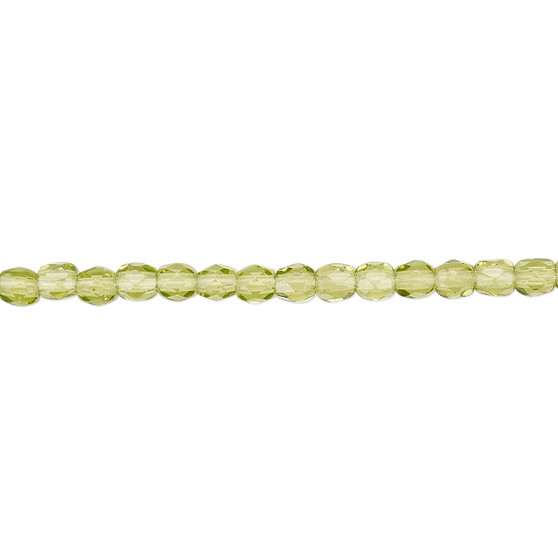 3mm - Czech - Olivine - Strand (approx 130 beads) - Faceted Round Fire Polished Glass