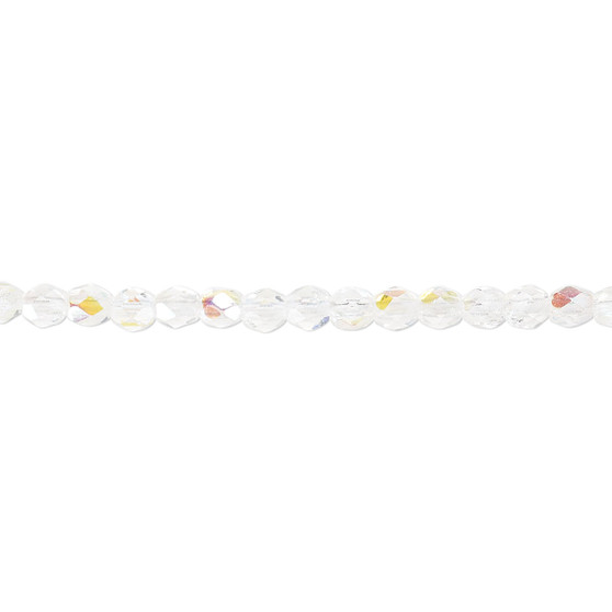 3mm - Czech - Crystal AB - Strand (approx 130 beads) - Faceted Round Fire Polished Glass