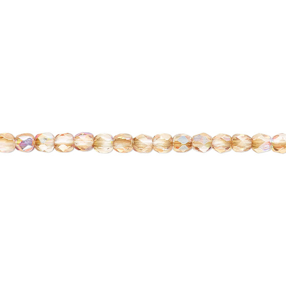 3mm - Czech - Clear Celsian AB - Strand (approx 130 beads) - Faceted Round Fire Polished Glass