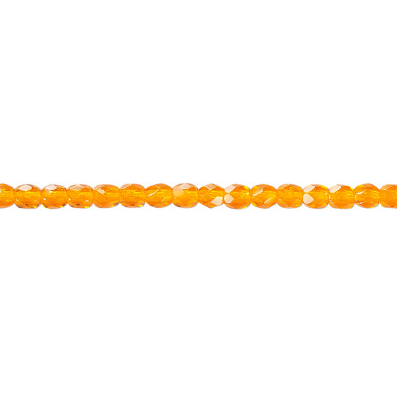 3mm - Czech - Orange - Strand (approx 130 beads) - Faceted Round Fire Polished Glass