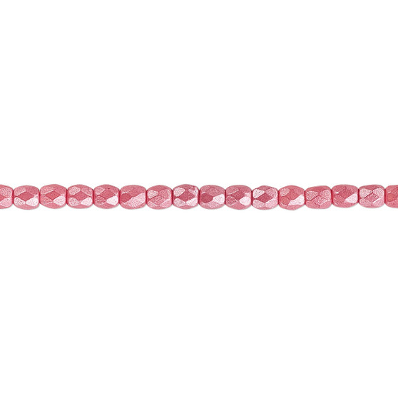 3mm - Czech - Pesrlescent Dusty Rose - Strand (approx 130 beads) - Faceted Round Fire Polished Dipped Decor Glass
