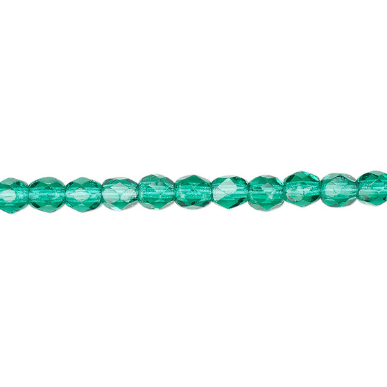4mm - Czech - Teal - Strand (approx 100 beads) - Faceted Round Fire Polished Glass