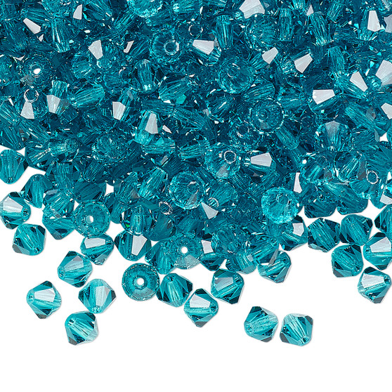 4mm - Preciosa Czech - Blue Zircon - 48pk - Faceted Bicone Crystal