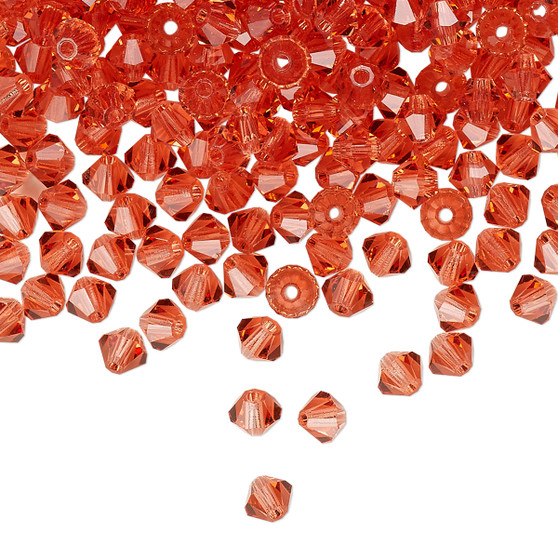 4mm - Preciosa Czech - Transparent Padparadscha - 48pk - Faceted Bicone Crystal