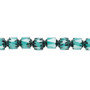 6mm - Preciosa Czech - Opaque Turquoise Blue & Black - 15.5" Strand (Approx 65 beads) - Round Cathedral Glass Beads