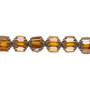 8mm - Preciosa Czech - Honey & Metallic Silver - 15.5" Strand (Approx 50 beads) - Round Cathedral Glass Beads