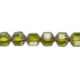 8mm - Preciosa Czech - Olive & Metallic Silver - 15.5" Strand (Approx 50 beads) - Round Cathedral Glass Beads