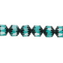 8mm - Preciosa Czech - Opaque Turquoise Blue & Black - 15.5" Strand (Approx 50 beads) - Round Cathedral Glass Beads