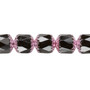 10mm - Preciosa Czech - Opaque Jet & Metallic Pink - 15.5" Strand (Approx 40 beads) - Round Cathedral Glass Beads