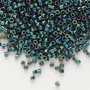 DB1006 - 11/0 - Miyuki Delica - opaque metallic gold luster rainbow green blue - 7.5gms - Cylinder Seed Beads