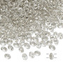 Bead, Preciosa Twin™, Pressed Superduo, Czech pressed glass, transparent silver-lined clear, 5x2.5mm oval with 2 holes. Sold per 50-gram pkg.