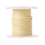 Cord, leather (dyed), cream, 0.5-0.8mm round. Sold per 5-yard spool.