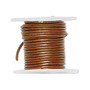 Cord, leather (coated), metallic copper, 1-1.2mm round. Sold per 5-yard spool.