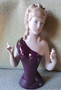 Porcelain half doll - Jennifer - deep burgundy - 13.5cm high