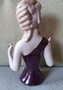 Porcelain half doll - Jennifer - deep burgundy - 13.5cm high