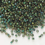 DB0125 - 11/0 - Miyuki Delica - transparent green gold luster rainbow gold emerald green - 50gms - Cylinder Seed Beads