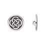 Button, TierraCast®, antique silver-plated pewter (tin-based alloy), 16mm flat round with Celtic knot and closed loop. Sold per pkg of 2.