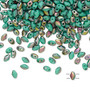 50grams Preciosa Mini Duos 4mm x 2.5mm Oval (Two Hole) Opaque Matte Turquoise Green Vitrail