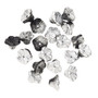 Bead, Preciosa, Czech pressed glass, opaque jet half-coated silver, 7x4.5mm flower. Sold per pkg of 20.