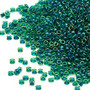 15-332 - 15/0 - Miyuki - Transparent Green Colour-Lined Blue - 35gms Glass Round Seed Beads