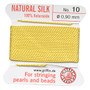 Griffin Thread, Silk 2-yard card with integrated flexible stainless steel needle Size 10 (0.9mm) Yellow