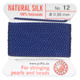 Griffin Thread, Silk 2-yard card with integrated flexible stainless steel needle Size 12 (0.98mm) Dark Blue