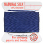 Griffin Thread, Silk 2-yard card with integrated flexible stainless steel needle Size 14 (1.02mm) Dark Blue