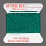 Griffin Thread, Silk 2-yard card with integrated flexible stainless steel needle Size 14 (1.02mm) Green