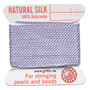 Griffin Thread, Silk 2-yard card with integrated flexible stainless steel needle Size 16 (1.05mm) Lilac