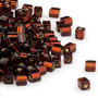 SB4-5 - Miyuki - 4mm - Silver Lined Dark Amber Yellow - 25gms - 4mm Square Glass Bead