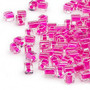 SB4-209 - Miyuki - 4mm - Clear Colour Lined Fuschia - 25gms - 4mm Square Glass Bead