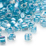 TR5-1137 - Miyuki - #5 - Transparent Clear Colour Lined Sea Blue - 25gms - Triangle Glass Bead