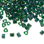 TR5-1812 - Miyuki - #5 - Transparent Green Colour Lined Metallic Blue - 25gms - Triangle Glass Bead