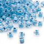 TR5-1116 - Miyuki - #5 - Transparent Clear Colour Lined Sky Blue - 25gms - Triangle Glass Bead