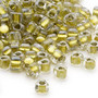 TR5-1125 - Miyuki - #5 - Transparent Clear Colour Lined Yellow Green - 25gms - Triangle Glass Bead