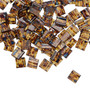 TL4502 - Miyuki Tila - Transparent Picasso Amber Brown - 10gms - Two Hole Square glass beads