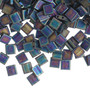 TL401FR - Miyuki Tila - Opaque Matte Black AB - 10gms - Two Hole Square glass beads