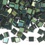 TL468 - Miyuki Tila - Opaque Metallic Malachite Green - 10gms - Two Hole Square glass beads