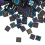 TL455 - Miyuki Tila - Opaque Metallic Iris Variegated Blue - 10gms - Two Hole Square glass beads