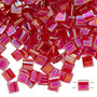 TL254 - Miyuki Tila - Transparent Rainbow Strawberry - 40gms - Two Hole Square glass beads